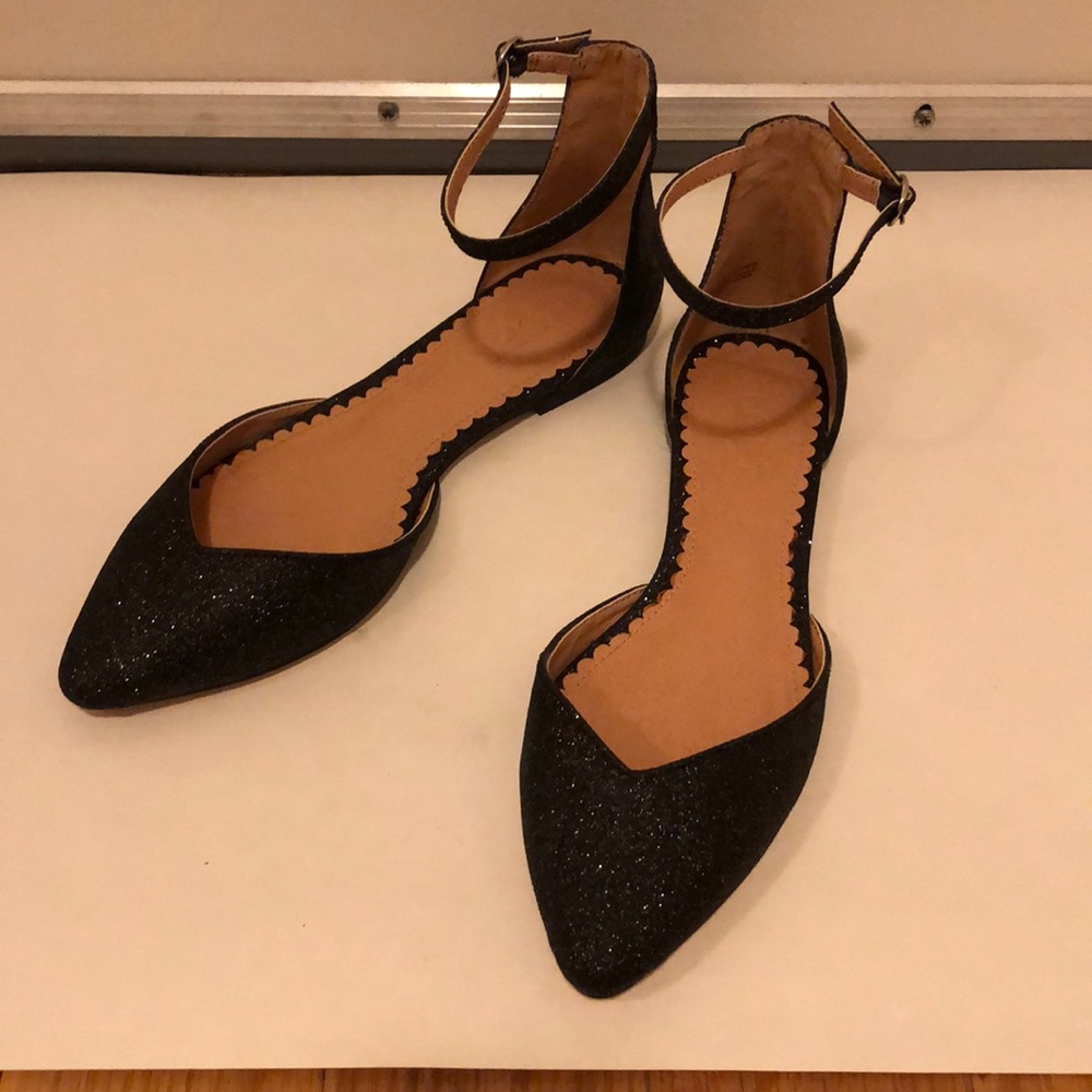 LOFT black glitter flats